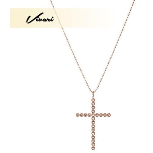 Vivari Mens and Womens Stainless Steel Cross Pendant Necklace Accessories