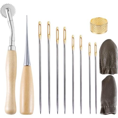 LMDZ Leather Sewing Tools Kit With Waxed Thread Leather Big Eye Needles and Awl for Leather Working DIY Leather Stitching Tools