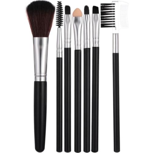 7 Pcs/Pack Makeup Brush Set PVC Bag Eyeshadow Loose Powder Make Up Sponge Brushes Kit Foundation Eyebrow Eyelashes Cosmetic Tool