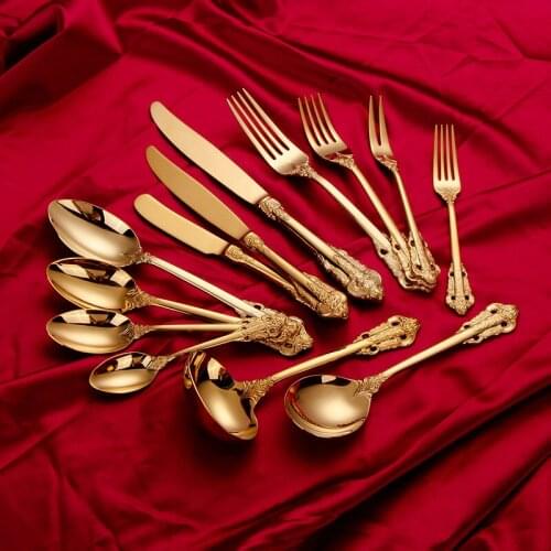 3/4/5pcs Gold Dinnerware Set 304 Stainless Steel Tableware Set Knife Fork Spoon Flatware Set Dishwasher Safe Cutlery Set Gift