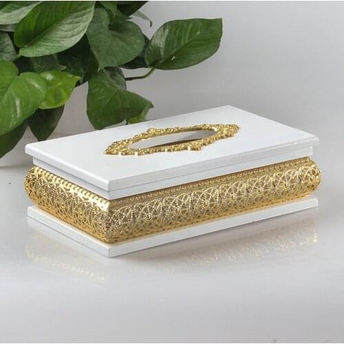 New package of high-grade silver gold Hollow wood paper box Silver plated paper towel cylinder Napkin box Alloy carton