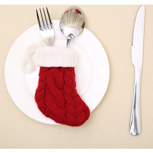 2021 Happy New Year Knitting Christmas Woolen Stockings DIY Xmas Gift Tree Pendant Doll Hang Decorations for Home Noel Natal