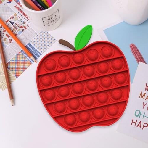 NEW Cartoon Silicone Apple Shaped Push Bubble Sensory Toy Anti-stress Relaxing Fidget Autism Toys Stress Relief dropshipping