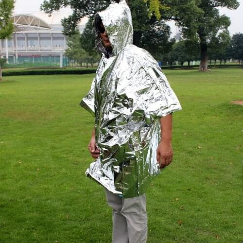 5 Pcs Outdoor Raincoat Aluminum Film Keep Warm Cold Insulation Rainwear Blankets Survival Tool Camping Equipment