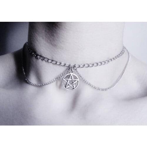 Pentagram necklace / Gothic necklace / Gothic jewelry / wiccan necklace