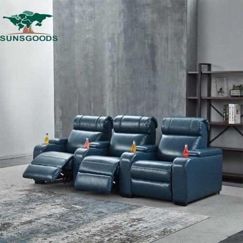 Luxury genuine leather custom zero gravity lounge reclining cinema armchair
