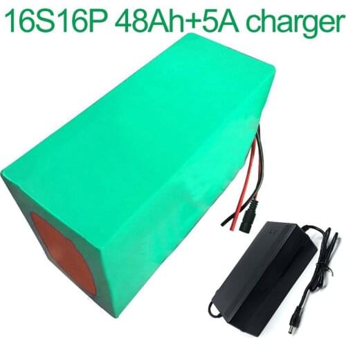 With 5A charger 60V 48Ah 16S16P 18650 Li-ion Battery electric two Three wheeled motorcycle bicycle ebike 315*165*140mm