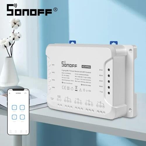 SONOFF 4CH Pro R3 4-Gang WIFI Smart Switch 433Mhz RF Control Wireless Switch 220V Remote Self-locking Inching Interlock Relay