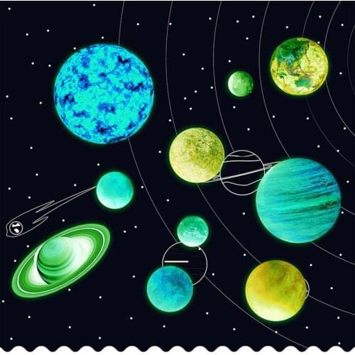 Luminous Planet Solar System Fluorescent Wall Stickers The Universe Planet Galaxy Children Room Wall Stickers Decoration