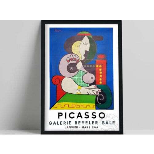 Pablo Picasso 1967 Vintage French Exhibition Poster, Picasso Seated Woman With Wrist Watch Canvas Painting, Neoclassicism Decor