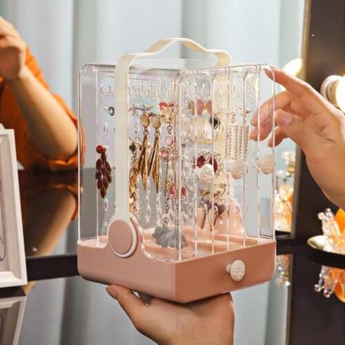Jewelry transparent display high capacity earrings holder jewelry organizer eardrop showcase stand box cosmetic storage case