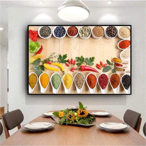 Grains Spices Kitchen Cooking full square round 5d diy diamond painting diamond embroidery mosaic art kitchen decoration E1573