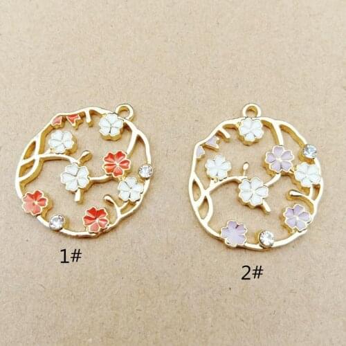 10pcs 25x28mm enamel flower charm enamel charms for jewelry making and crafting earring pendant