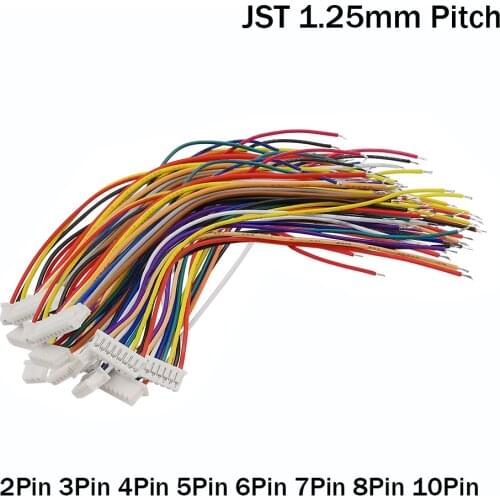 10Pcs JST 1.25mm 2P 3P 4P 5P 6P 7P 8P 10 Pin Single Head Electronic Wire Connectors JST 1.25mm Pitch Female Jack Connector