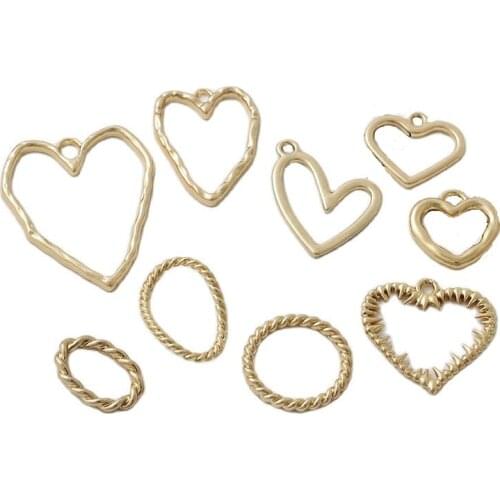 10pcs Heart Pendants Charms Gold Color Earring Making Accessories Findings Women DIY Drop Earrings Handwork Wholesale
