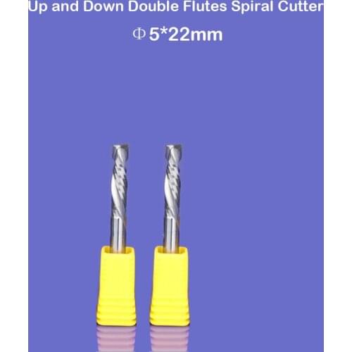 2pcs Up & Down 5x22MM Two Flutes End Mill Tool Solid Carbide Cutters for CNC Lathe Milling Cutter Knife Router Bit Woodwork Tool