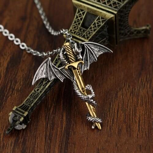 2020 Super Personality Cool Stainless Steel Pendant Luminous Necklace Pterosaur Sword Jewelry Men Necklace Dragon Punk Necklace