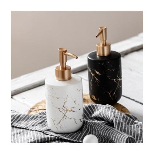 400ml Ceramic Hand Sanitizer Bottle Luxurious Marble Shower Gel Bottle Soap Dispenser Press Shampoo Body Wash Soap Liquid Bottle