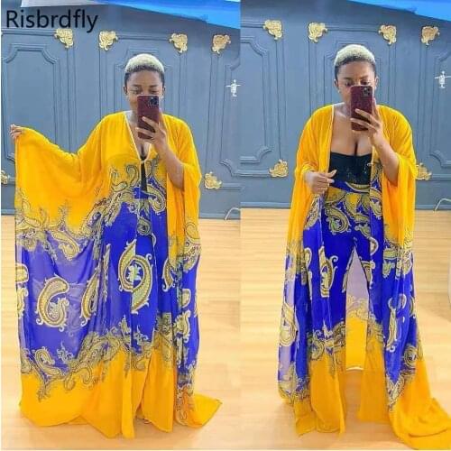 African Clothes for Women 2 Piece Set Women Africa Clothes African New Fashion Long Dress Pants Suit Party Plus Size Robe