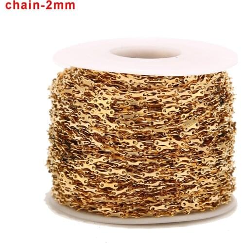 1M/2M/5M/10M Gold Stainless Steel 2mm Width Link Chains Neckalce DIY Jewelry Making Findings Chain Top Quality