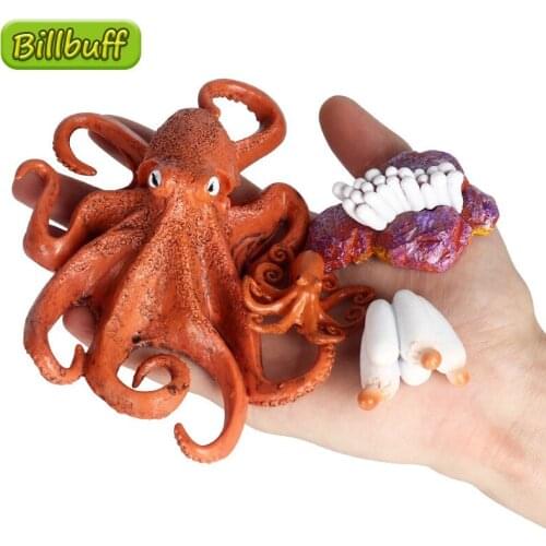 DIY Simulation Ocean Animal ABS Octopus Jellyfish Action Figure Collection Miniature Cognition Educational Toy for Children Gift