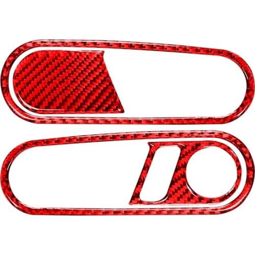 For Beetle 2012 2013 2014 2015 2016 2017 2018 2019 Carbon Fiber Interior Door Handle Pull Frame Cover Trim (Red)