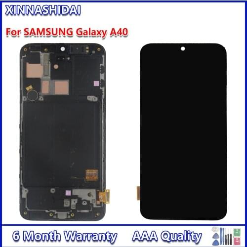 AMOLED For Samsung A40 LCD 2019 A405 LCD display touch Screen Digitizer Assembly with frame replacement repair parts