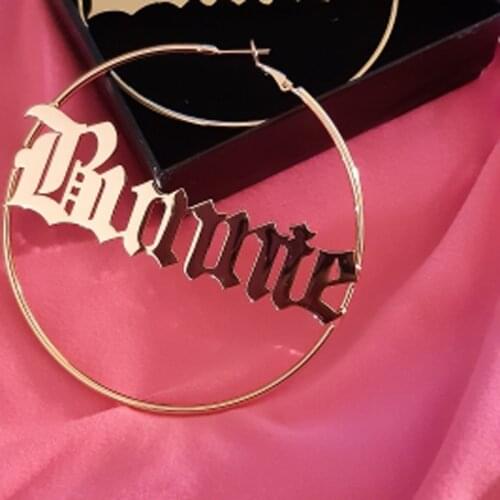 Spiritual 304 Stainless Steel Earrings Round Custom Name Earrings Female Environmentally Friendly Material Anti-allergy Gifts