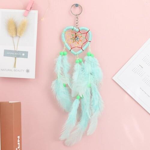 Dvacaman Bohemian Weave Heart Shaped Feather Tassel keychain for Women Girls Wallet Car Keychain Accessories Wholesale 2021 NEW