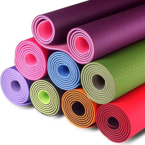 Two-color tpe yoga mat 6mm lengthened fitness mat environmentally friendly tasteless non-slip yoga mat tpe