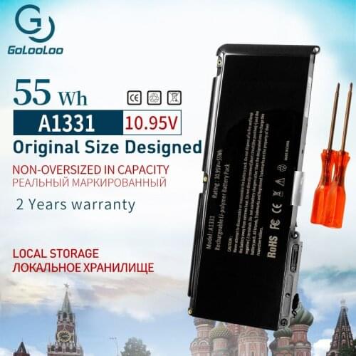 Golooloo 55Wh 10.95V MC207 For MacBook 13" Pro 15" 17' 13.3-Inch 10.95V Laptop battery For Apple A1342 A1331 661-5391