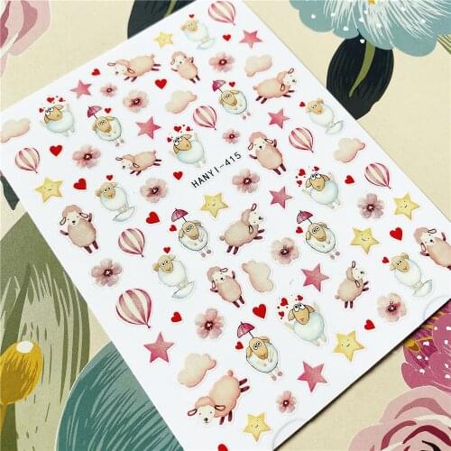 HANYI-415 Little sheep on the cloud 3D Back glue Nail decal Nail sticker Nail decoration Nail art Nail tool Nail ornament