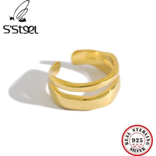 Irregular Sterling Silver Korea Rings For Women Resizable Handmade Bague Femme Argent 925 Accesorios Mujer Moda 2019 Jewelry