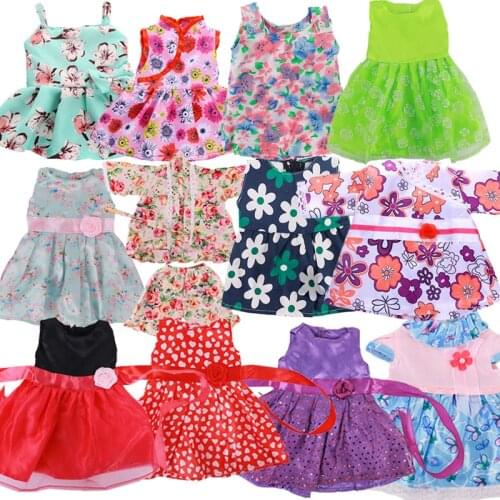 New Doll Clothes For 18 Inch American & 43Cm Baby New Born Doll Cute Cartoon Printing Skirts For Our generation Doll Daily Life