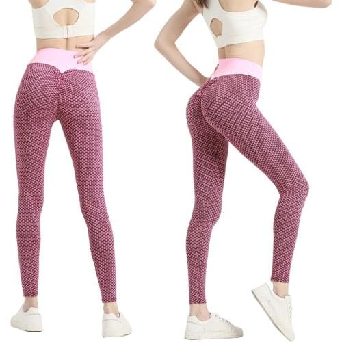 New Yoga Pants For Women Seamless Gym Fitness Grid Tights High Waist Elastic Push Up Leggings Sports Running Leggins Mujer