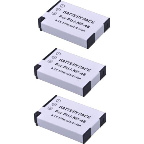 PowerTrust 3Pcs 3.7V 1010mAh NP-48 NP 48 NP48 Rechargeable Li-ion Battery for Fujifilm XQ1 and XQ2 Cameras