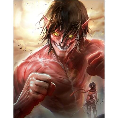 Custom print Attacking Giant Sexy Anime girl Art Posters HD wall art Canvas Painting for living room home decor picture