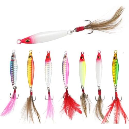 Lures Newlong Shot Iron Plate 5 G 10 G 15 G Metal Minnow Iron Hard Lures Three Feather Hooks Warped Beak Lures