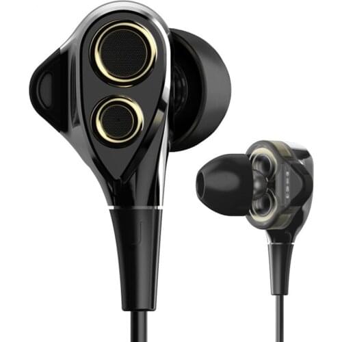 High Bass Dual Drive HIFI Wired Earphone Stereo With Microphone 3.5mm Headphones for Mobile Phone