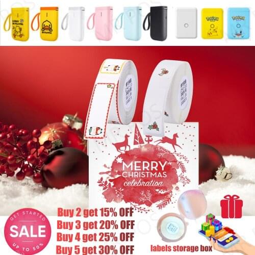 Christmas Festival Element Theme Label Sticker for NIIMBOT D11 D110 Mini Label Printer Paper Snowflake Presents Moose Patterns