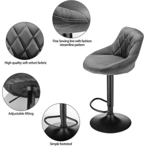 2 Pcs Bar Chair Modern European Bar Stool Lifting Rotating High Pedal Dining Chair Leisure Backrest Cloth Adjusted Coffee Chairs