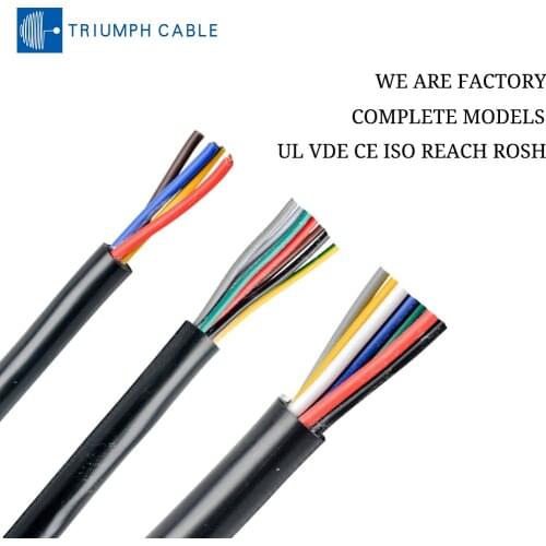 TRIUMPHCABLE/SHENGPAI Black High flexible 1/2M RVV 1.0 mm 2/3/4/5 cores strand copper power wire soft cables multi core cable