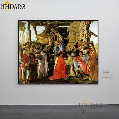 Adoration of the Mag by Sandro Botticelli Classic Canvas Print Painting Poster Art Wall Picture for Living Room Home Decor