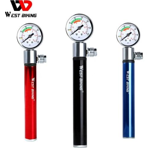 WEST BIKING Hand Bicycle Pump Aluminum Alloy Cycling Hand Air Pump Schrader Presta Valve Ball Needle Hose Bike Inflator 120PSI