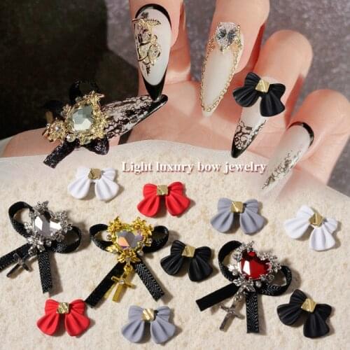 3pcs/lot Japanese manicure bowknot Ornament Ribbon Nail Luxury Rococo Bow Decoration Nail Art Jewelry