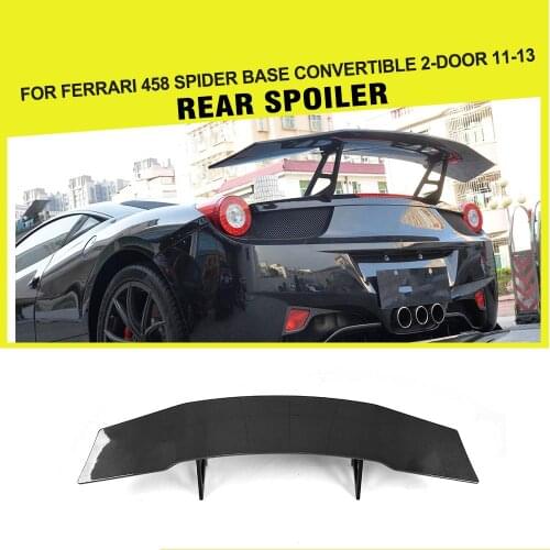 Carbon Fiber Car Rear Trunk Spoiler Wing Boot Lip for Ferrari 458 Spider Base Convertible 2-Door 2011 2012 2013 Carbon Fiber
