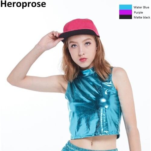 Heroprose New Fashion Summer 2018 Women Hip hop dance Tank Top Stage Performane Sexy Streetwear Cropped High-Necked Vest