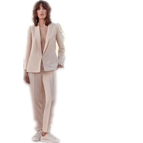 Light Pink 2 piece set womens business suit Female trouser suits wedding formal pant suits formal office suits work custom