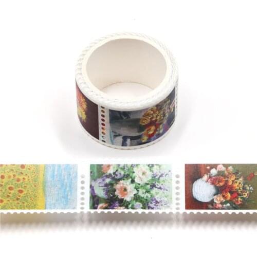 X1 roll 25mm x 3m stamp Flowers ink painting DIY Adhesive Tape for Scrapbooking decoration masking kawaii washi tapes
