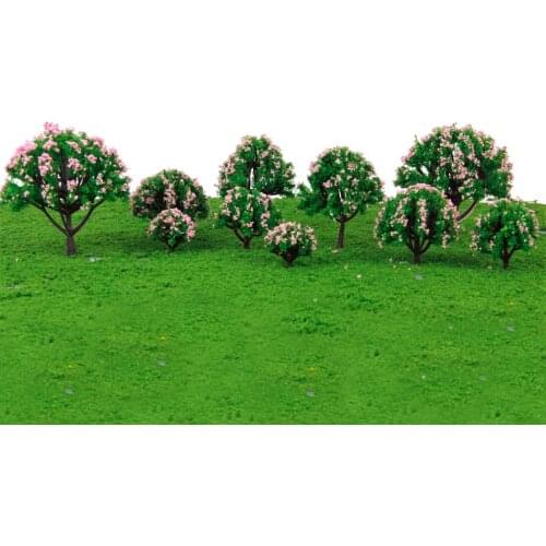 10pcs Plastic Model Trees Bushes 1/75 - 1/500 Scale for DIY Crafts, Wargames, War Gaming Scenery or Building Diorama Scenery
